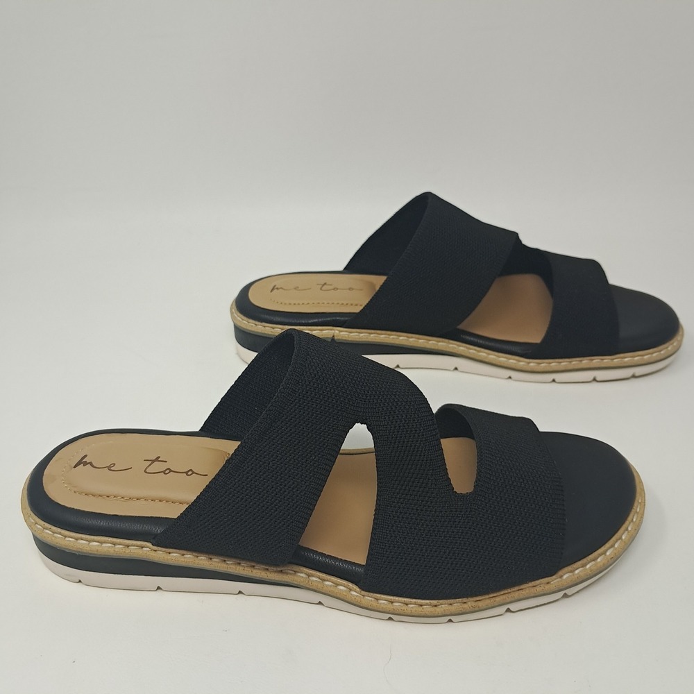 Me Too‎ Amber Women's Slip On Sandals Black Woven Strap US Size 6.5 M